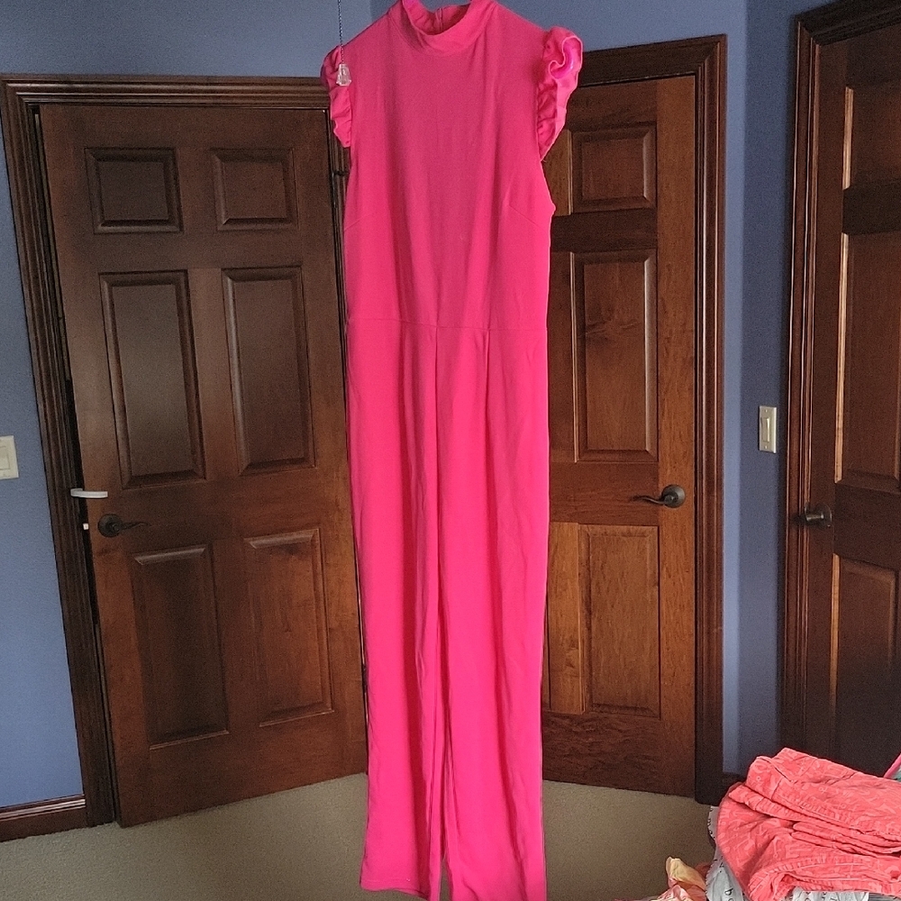 Elegant Pink Sleeveless Jumpsuit M